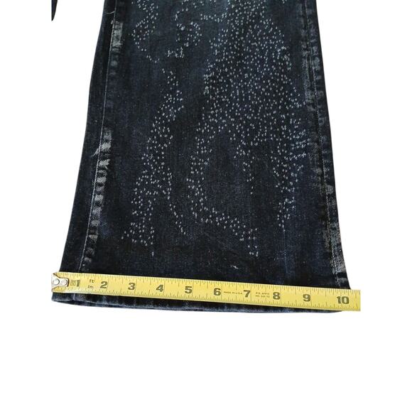 Nova Mens Black Jeans Sz 42 Switch Up The Flow Stacked Slim Fade Detail Distress - Picture 12 of 16